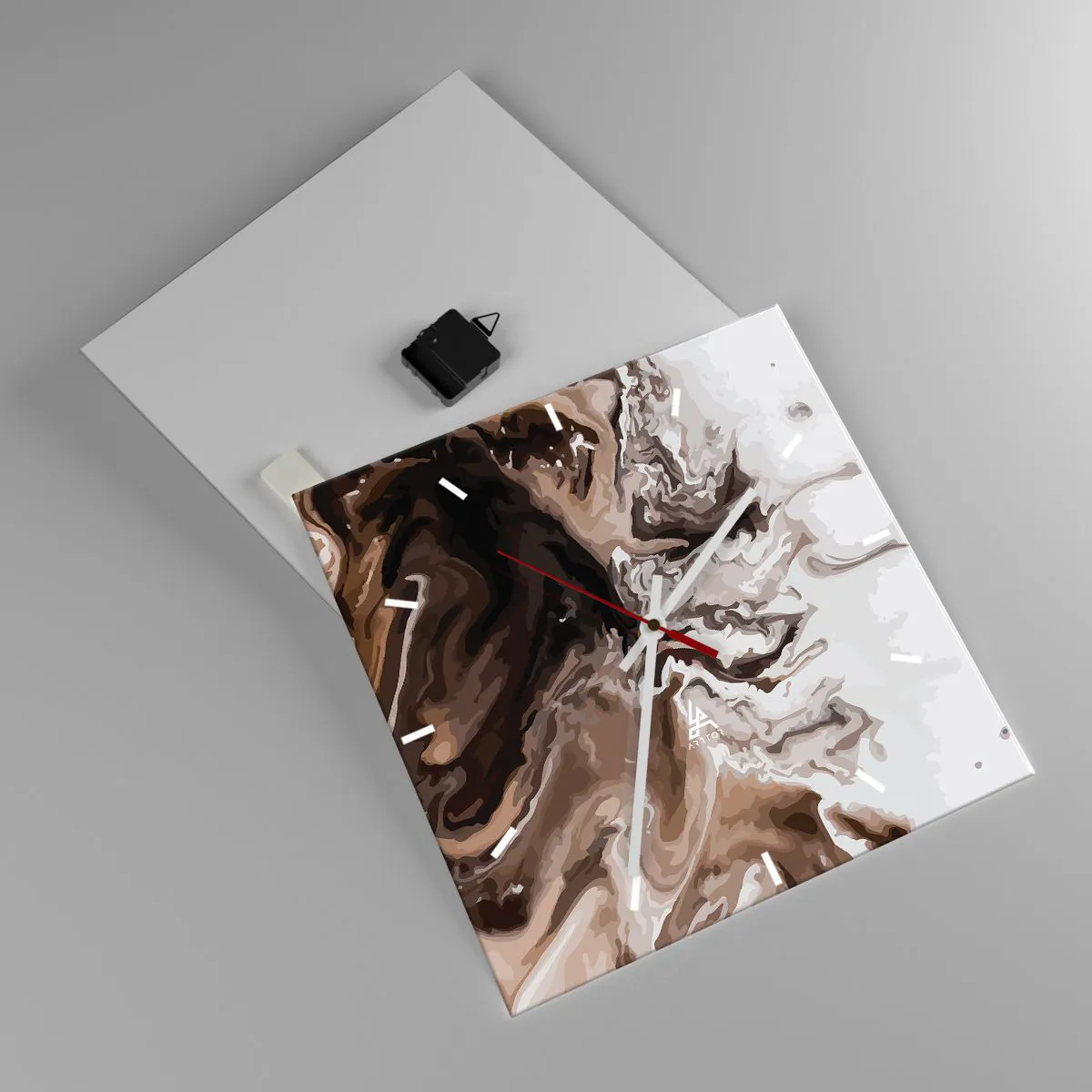 Ceas de perete - Ceas pe sticlă - Cadrilul culorilor - 40x40 cm