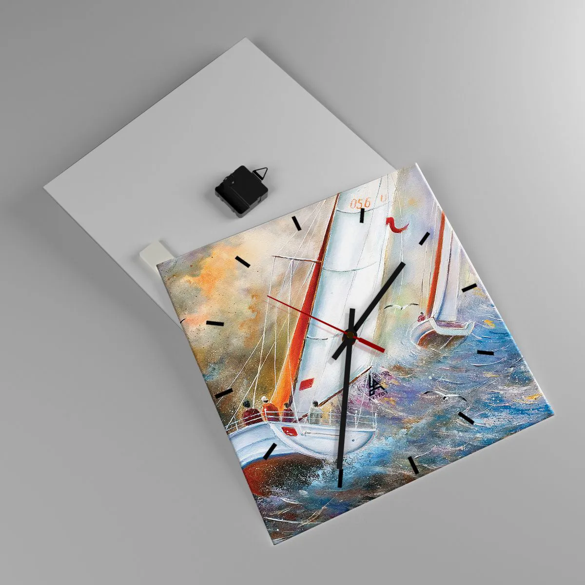 Wanduhr - Glasuhr - Durch die Wellen laufend - 40x40 cm