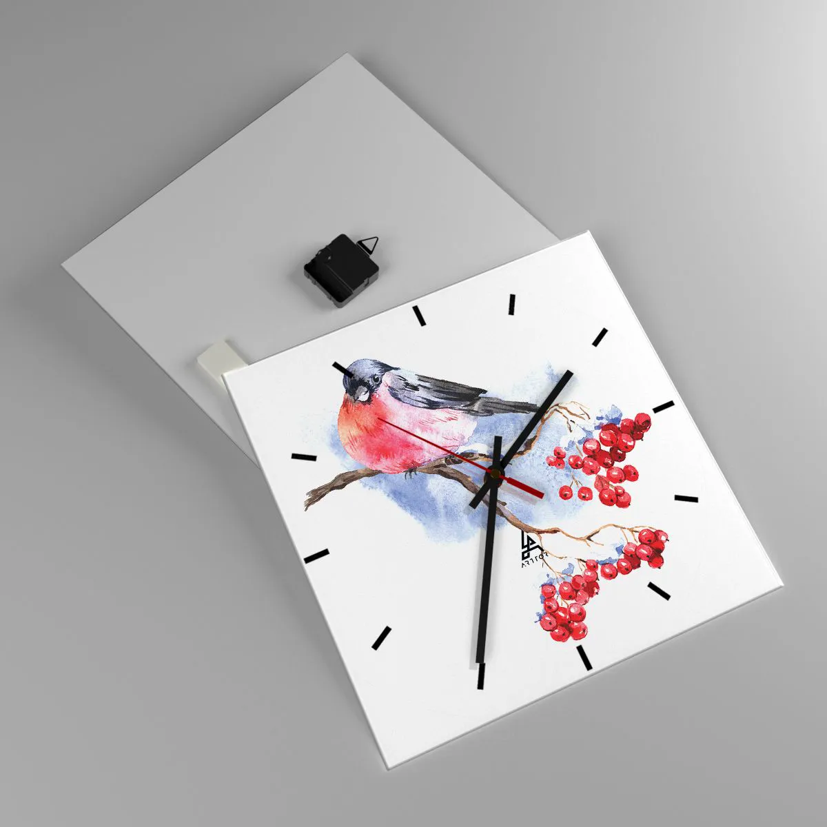 Relógio de parede - Relógio em vidro - Inverno a cores - 40x40 cm