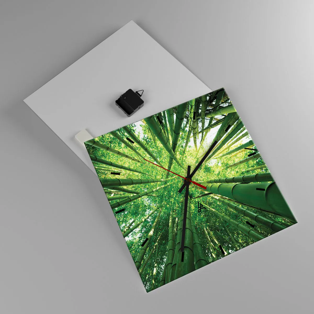 Ceas de perete - Ceas pe sticlă - Într-o pădure de bambus - 40x40 cm