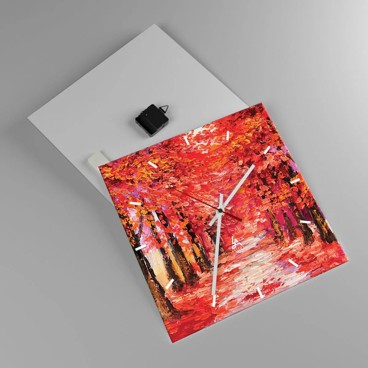 Wall clock - Clock on glass - Autumnal Impression - 40x40 cm