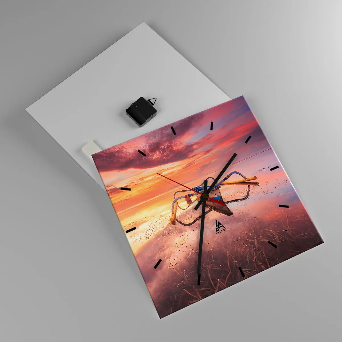 Ceas de perete - Ceas pe sticlă - Liniștea unei seri tropicale - 40x40 cm