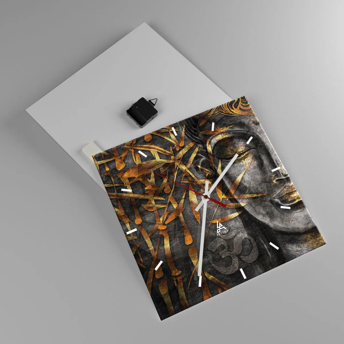 Ceas de perete - Ceas pe sticlă - Simțiți pacea - 40x40 cm