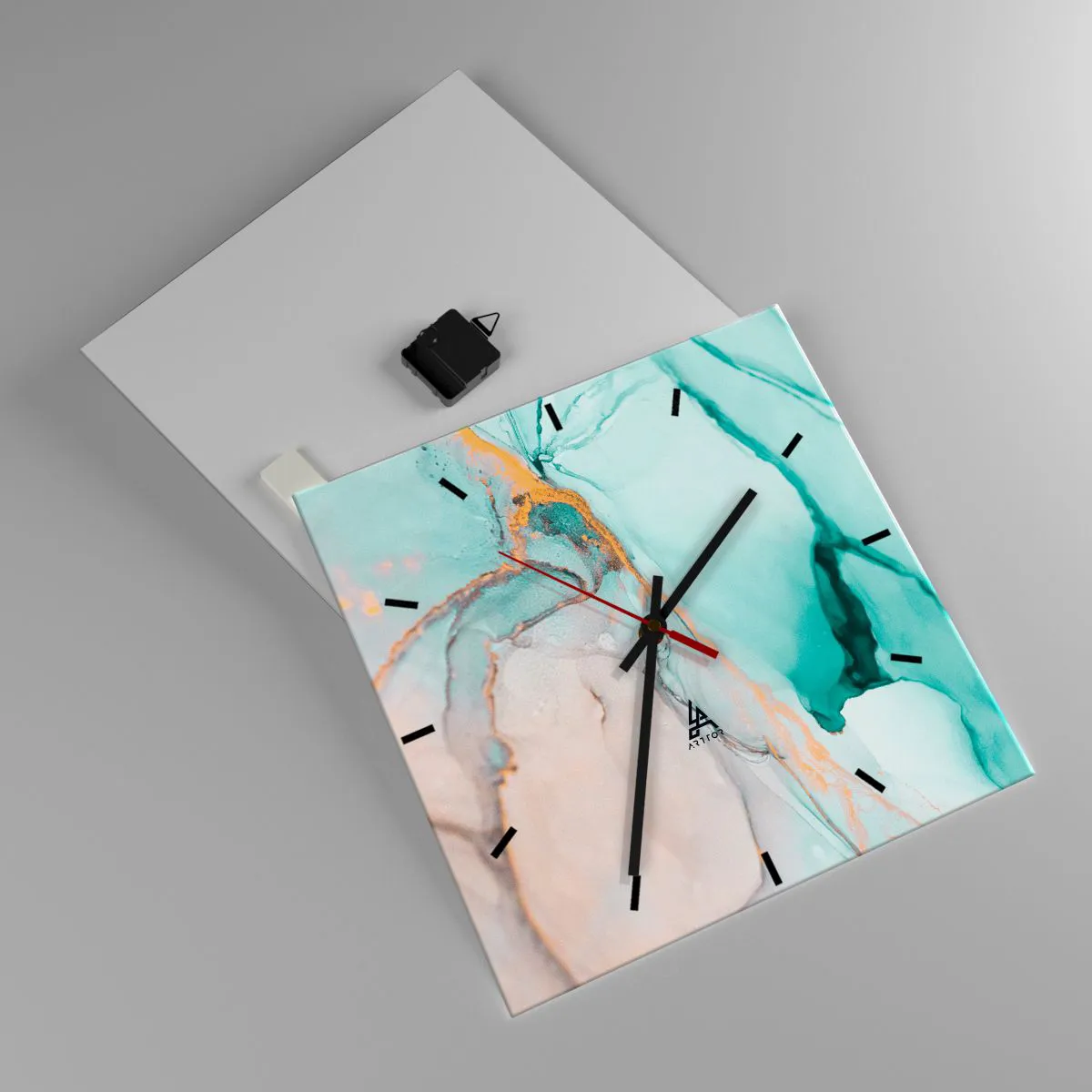 Reloj de pared - Reloj de vidrio - Danza de formas y colores - 40x40 cm