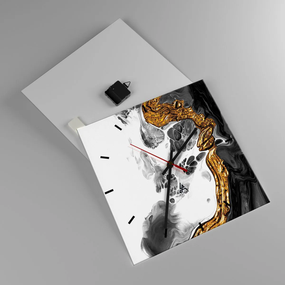 Wanduhr - Glasuhr - Organische Komposition - 40x40 cm