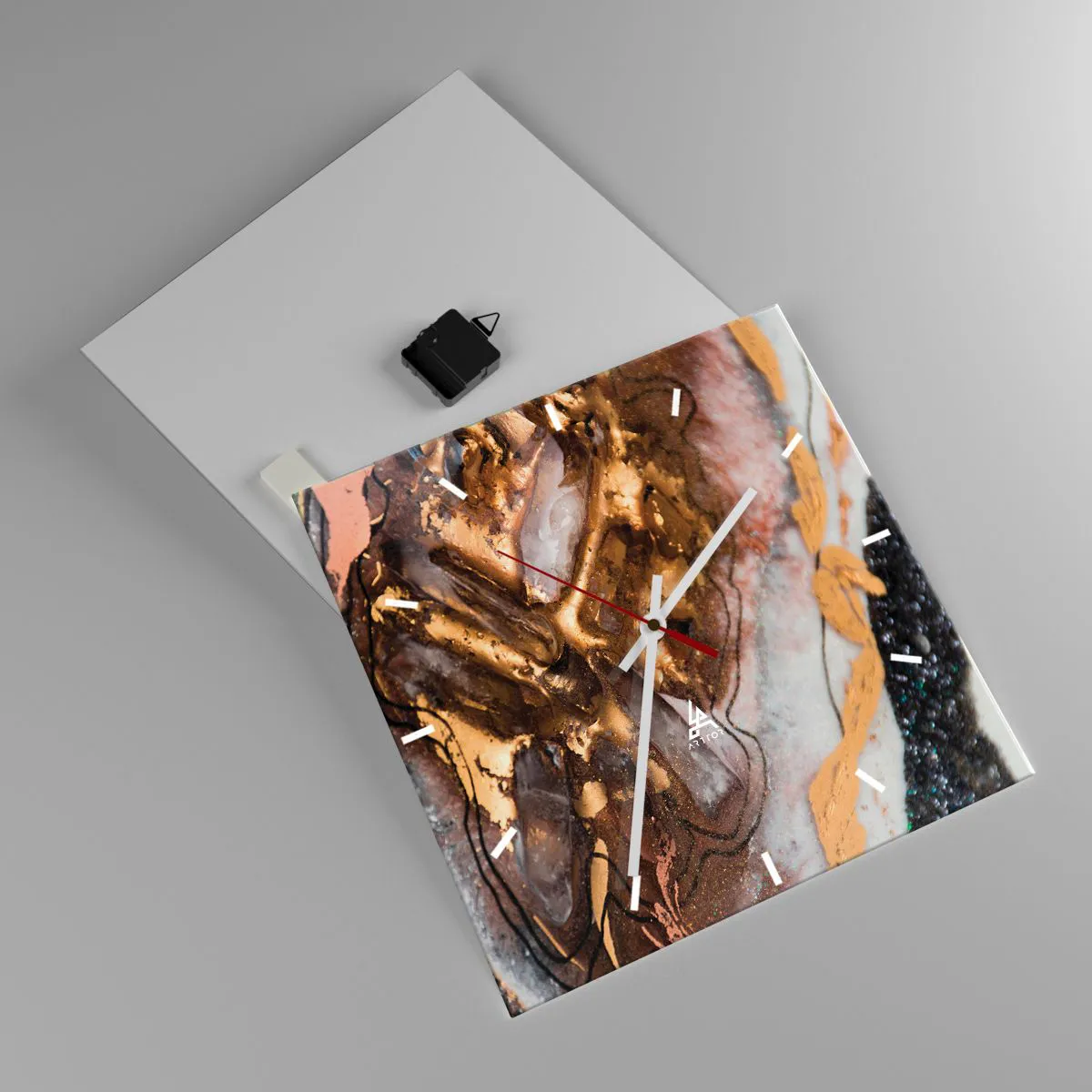 Relógio de parede - Relógio em vidro - O elemento terra - 40x40 cm