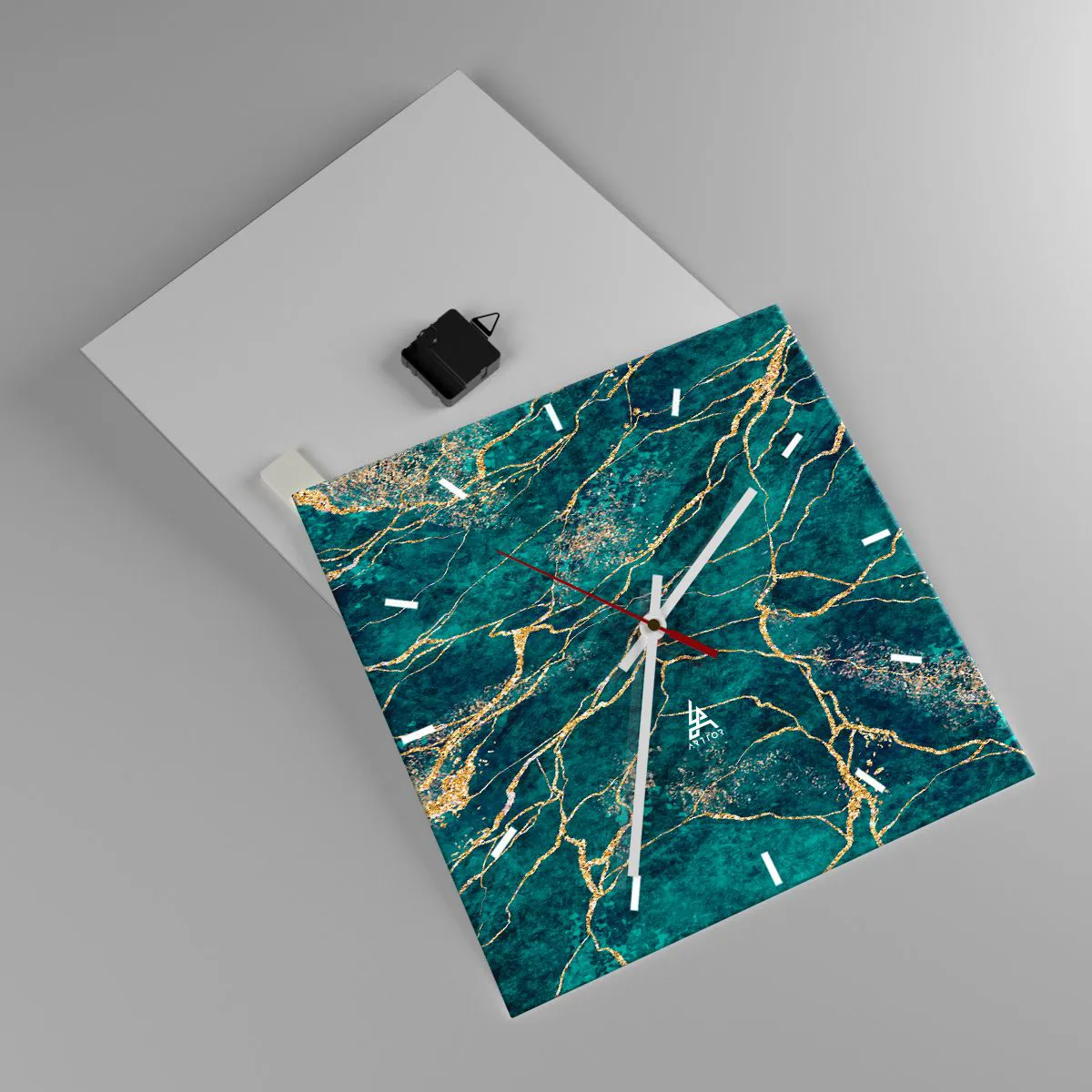 Wanduhr - Glasuhr - Goldmine - 40x40 cm