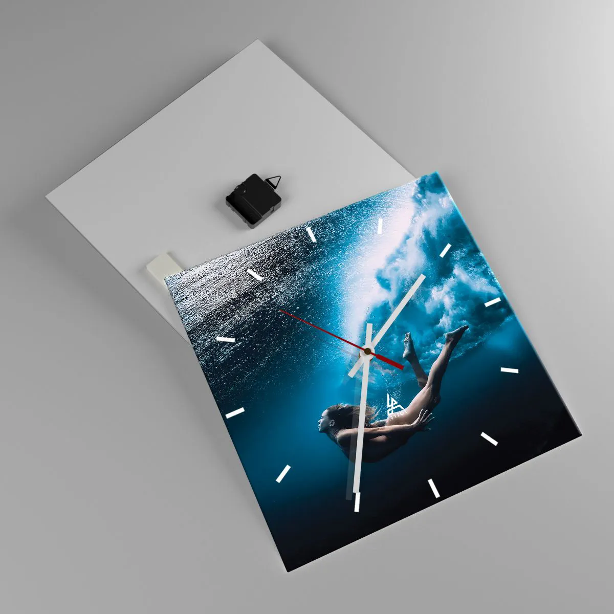 Ceas de perete - Ceas pe sticlă - Sirena modernă - 40x40 cm