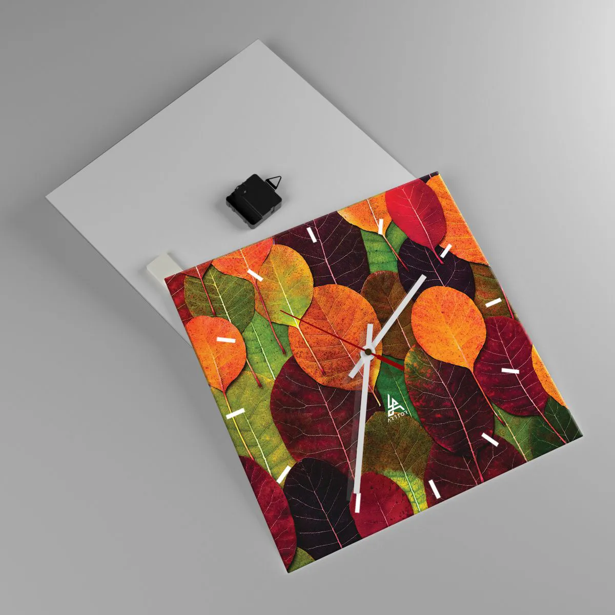 Ceas de perete - Ceas pe sticlă - Mozaic de toamnă - 40x40 cm