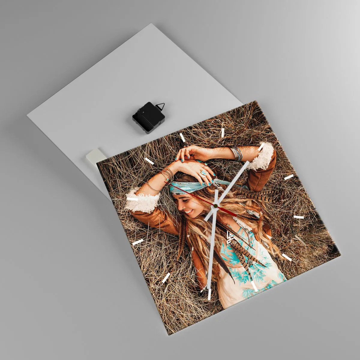 Relógio de parede - Relógio em vidro - A caminho do verão do amor - 40x40 cm