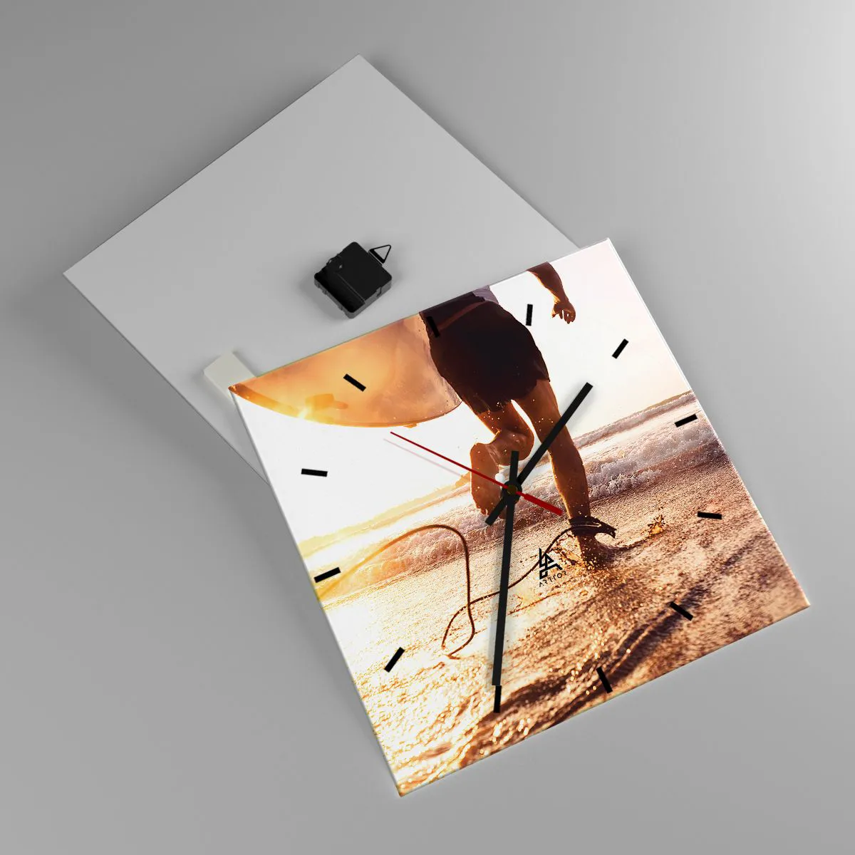 Ceas de perete - Ceas pe sticlă - Pentru a întâmpina valul - 40x40 cm