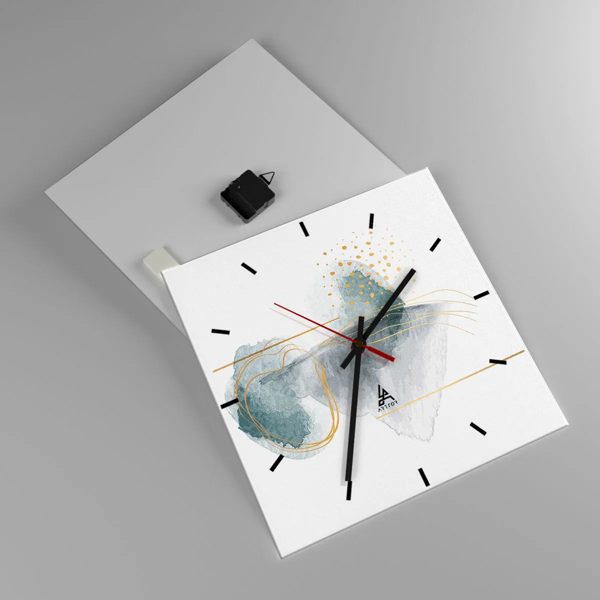 Wandklok - Klok - Over de relatie tussen grijs en goud - 40x40 cm