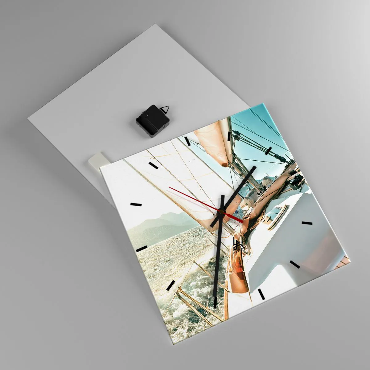 Wanduhr - Glasuhr - Unter vollen Segeln - 40x40 cm