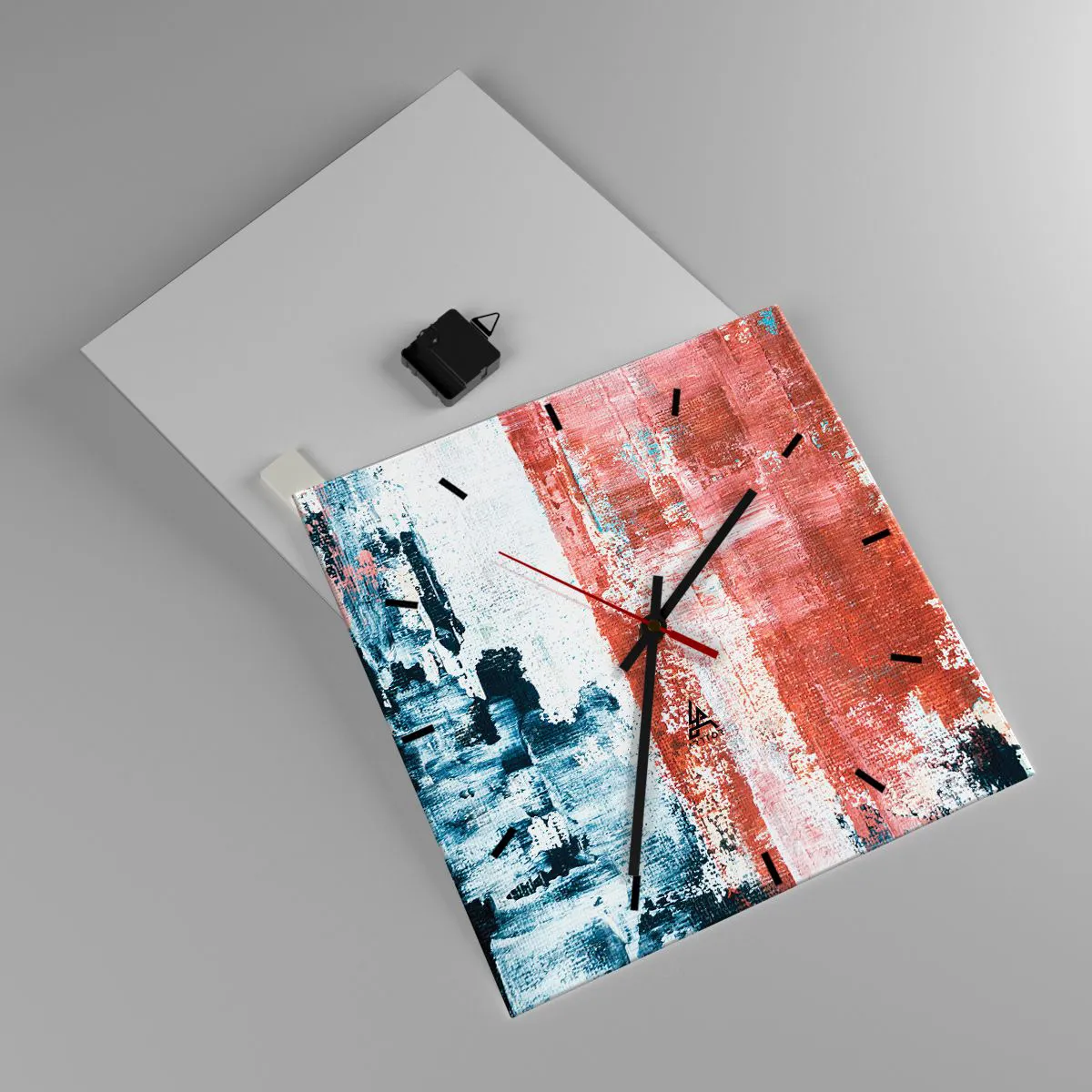 Wanduhr - Glasuhr - Fünfzig-Fünfzig abstrakt - 40x40 cm