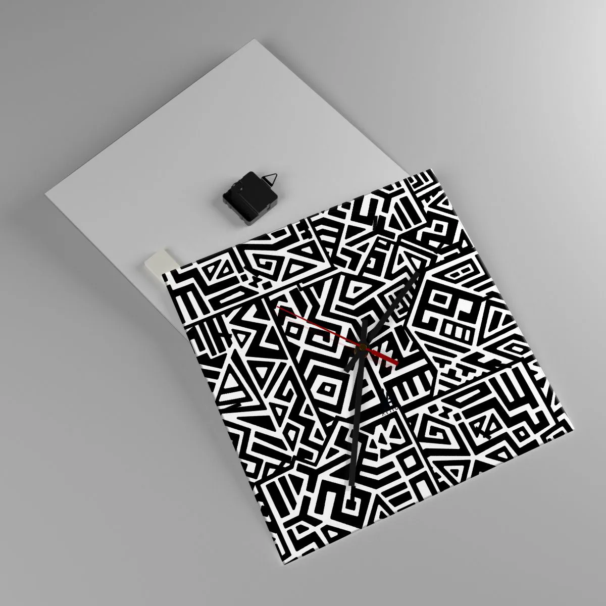 Wall clock - Clock on glass - Precolumbian Composition - 40x40 cm