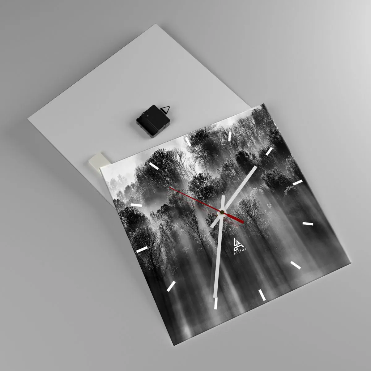 Wanduhr - Glasuhr - In Lichtstrahlen - 40x40 cm