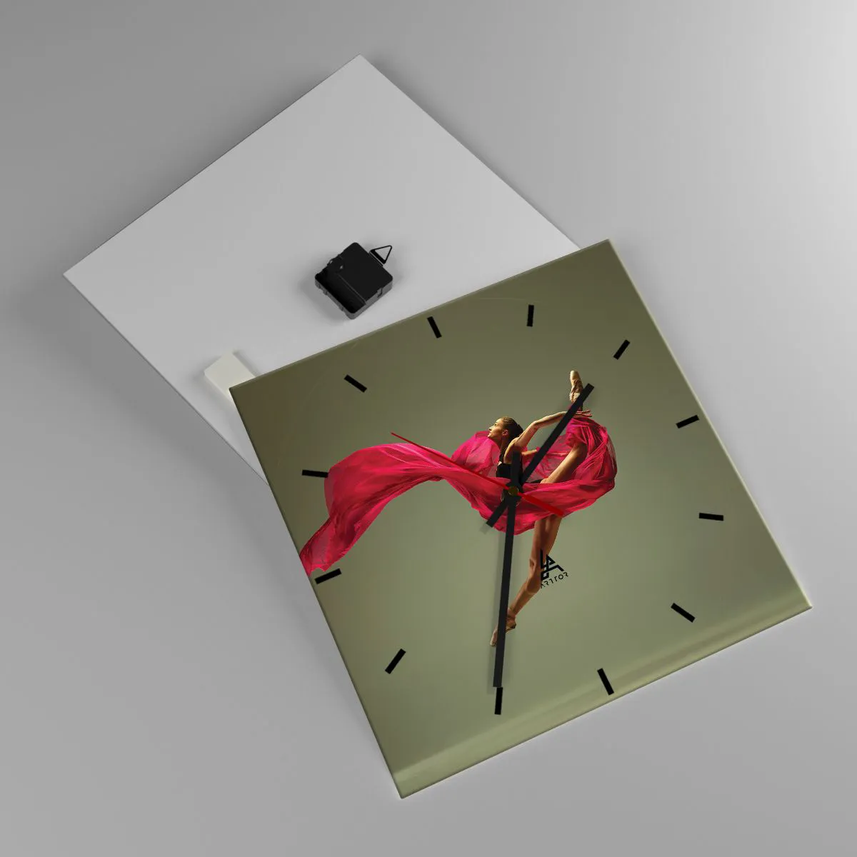 Ceas de perete - Ceas pe sticlă - Flacără dansatoare - 40x40 cm