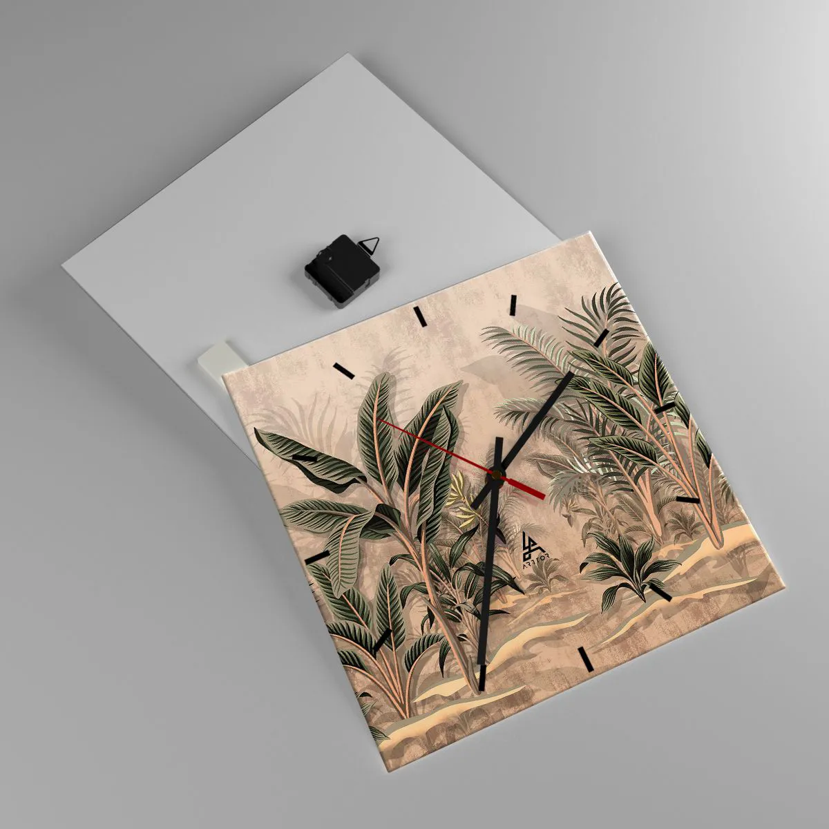 Nástenné hodiny - Rytina v koloniálnom štýle - 40x40 cm