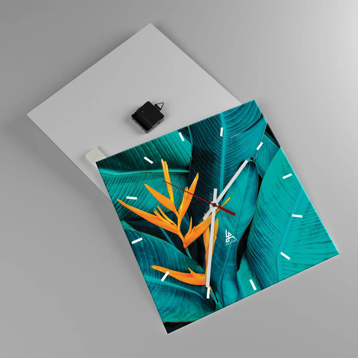 Relógio de parede - Relógio em vidro - Flor do Éden - 40x40 cm