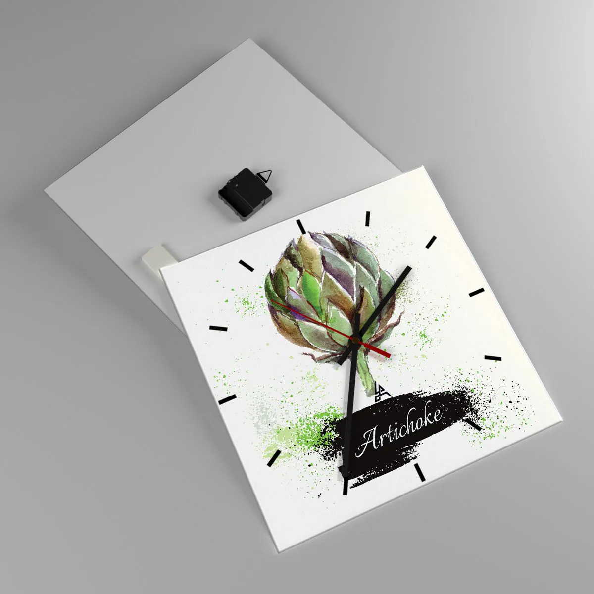 Väggklocka - Klocka på glas - Eviva grönsaker! - 40x40 cm