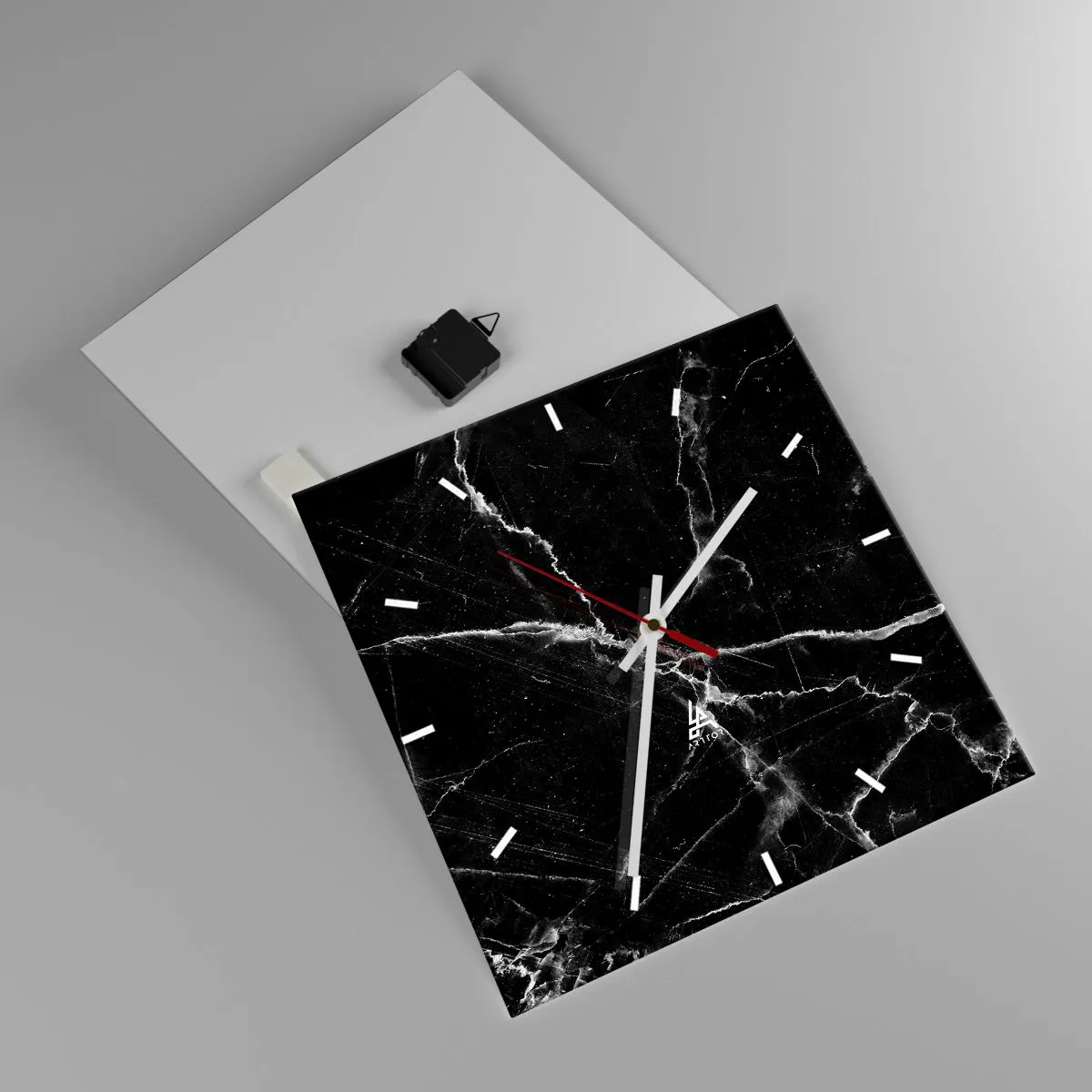 Wall clock - Clock on glass - The Secret Life of a Stone - 40x40 cm