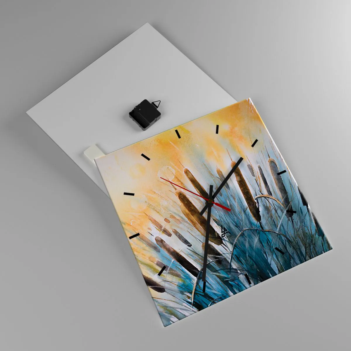 Wanduhr - Glasuhr - Die Kälte des Wassers, die Hitze der Sonne - 40x40 cm