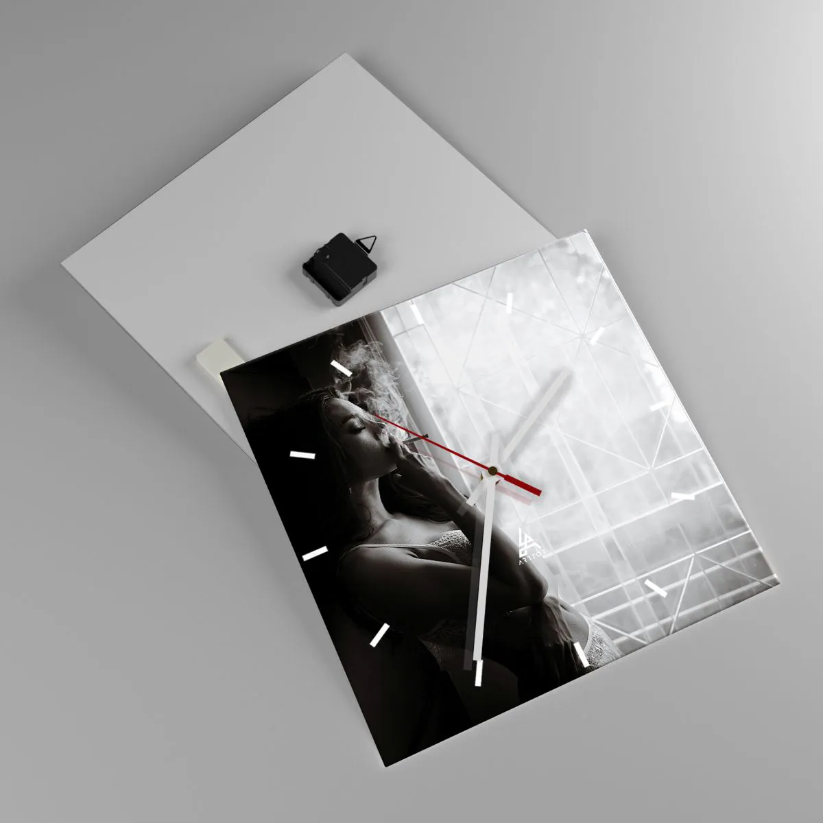 Wanduhr - Glasuhr - Sinnlicher Moment - 40x40 cm