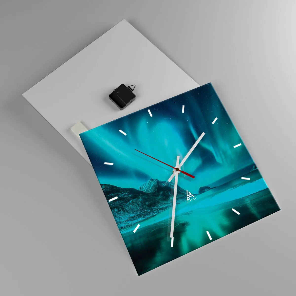 Wanduhr - Glasuhr - Wunder des Nordens - 40x40 cm