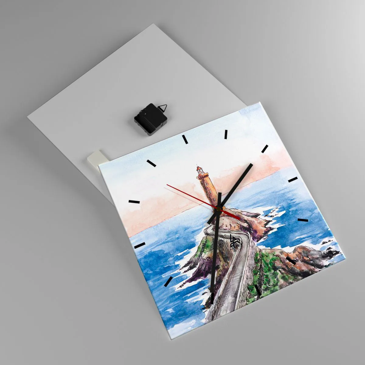 Vægur, Uret - Med front mod havet - 40x40 cm