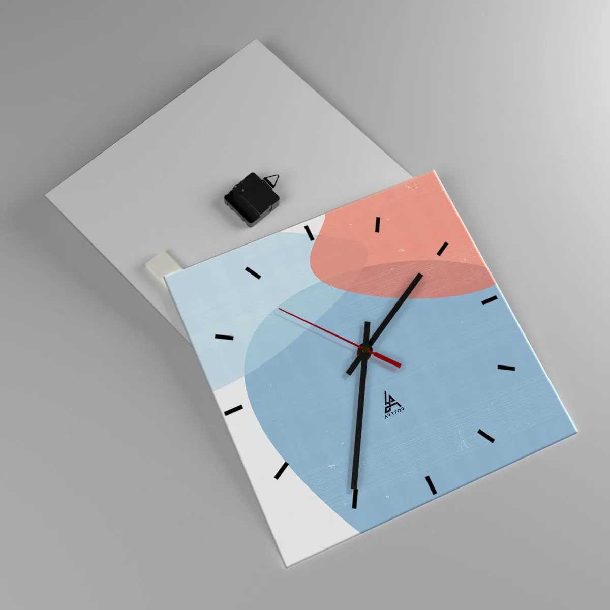 Väggklocka - Klocka på glas - Pastellfärgade relationer - 40x40 cm
