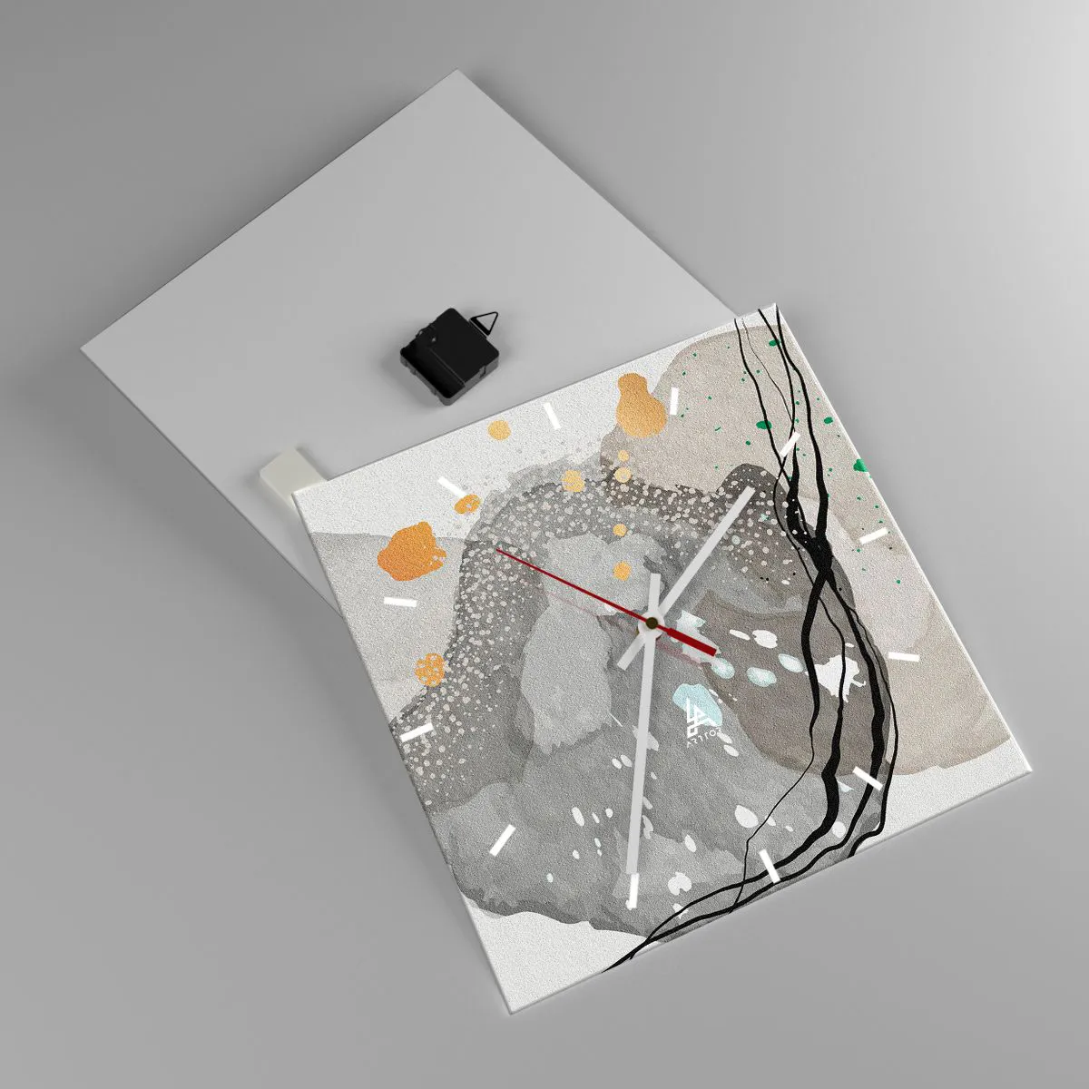 Ceas de perete - Ceas pe sticlă - Compoziție organică - 40x40 cm