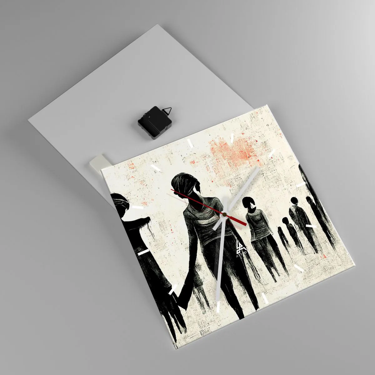 Wall clock - Clock on glass - Against Solitude - 40x40 cm