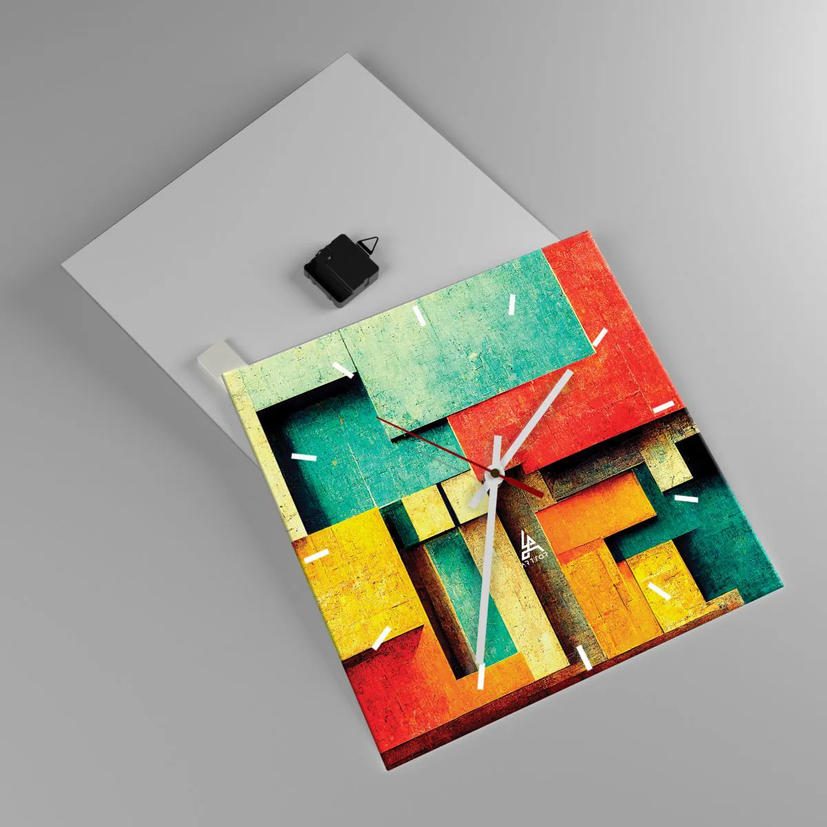 Reloj de pared - Reloj de vidrio - Festival de ángulos rectos - 40x40 cm