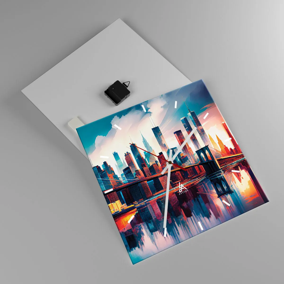 Reloj de pared - Reloj de vidrio - Nueva York siempre luce - 40x40 cm