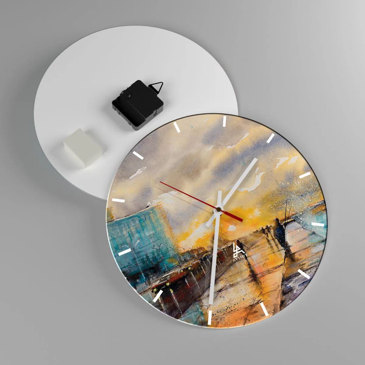 Nástenné hodiny - Prechádzka po prímorskej promenáde za súmraku - 30x30cm - Život na pobreží - Moderná nástenná dekorácia do obývacej izby, kuchyne a spálne ARTTOR