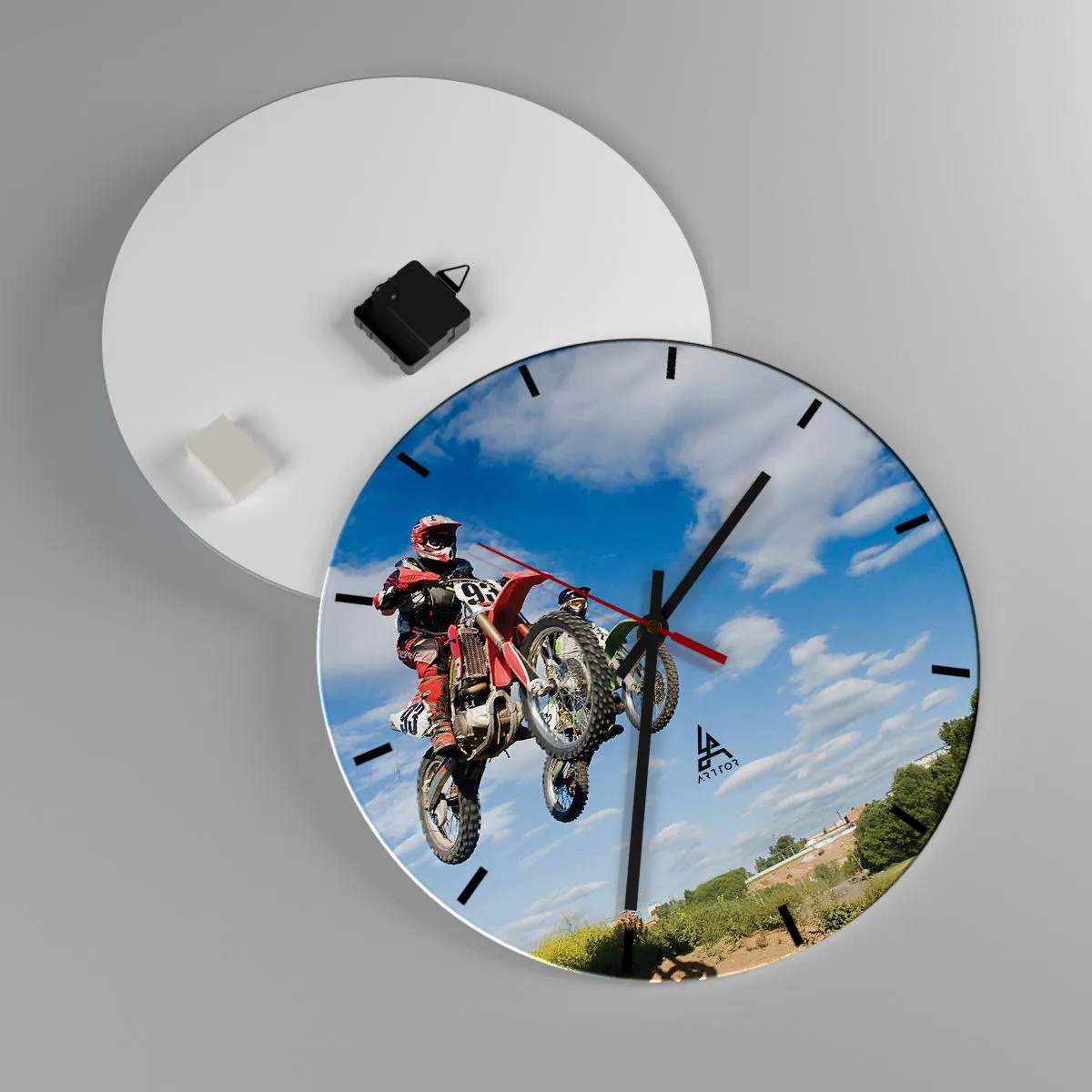 Ceas de perete - Ceas pe sticlă - Salt în cer - 40x40 cm