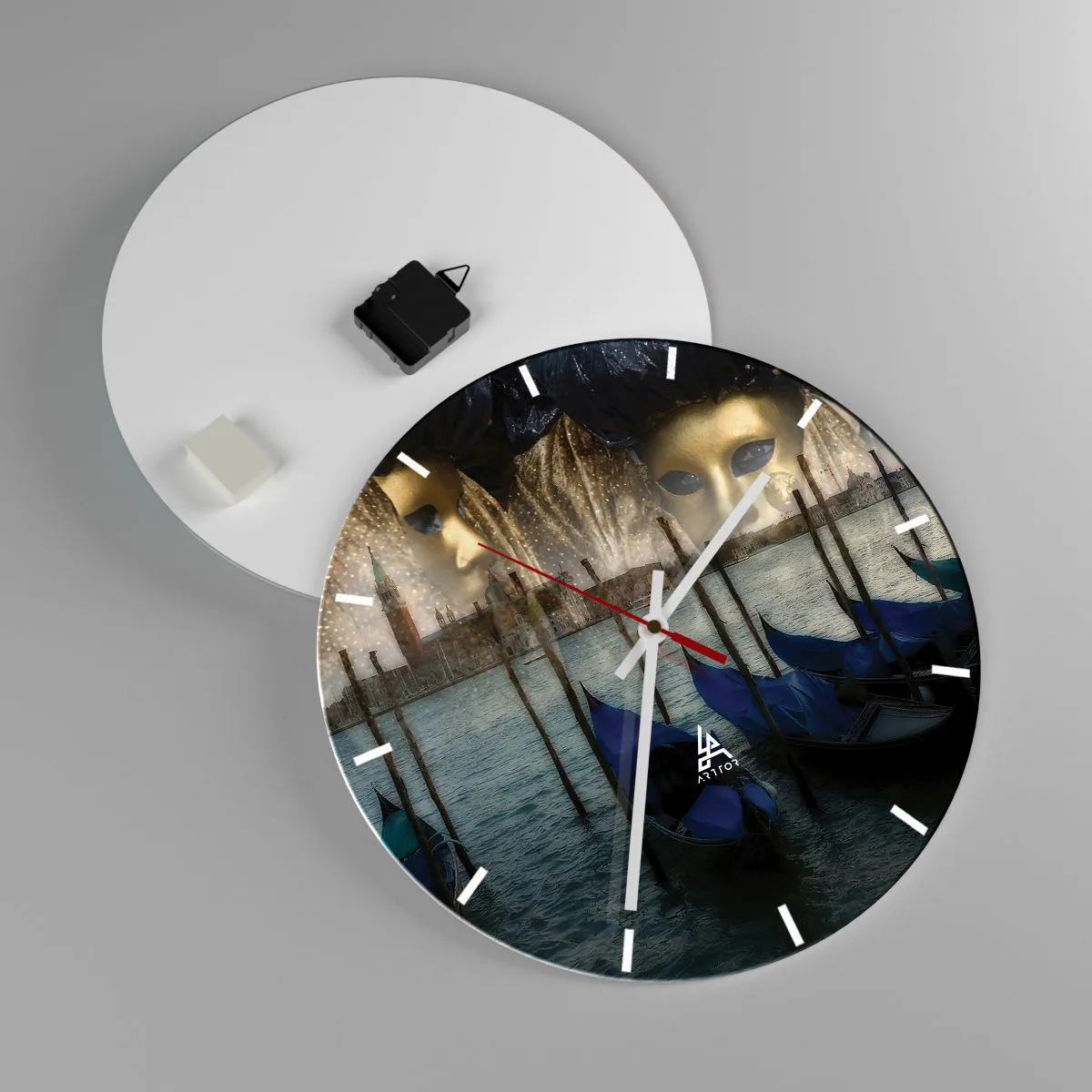 Orologio da parete - Orologio in Vetro - È ora di iniziare il carnevale - 40x40 cm