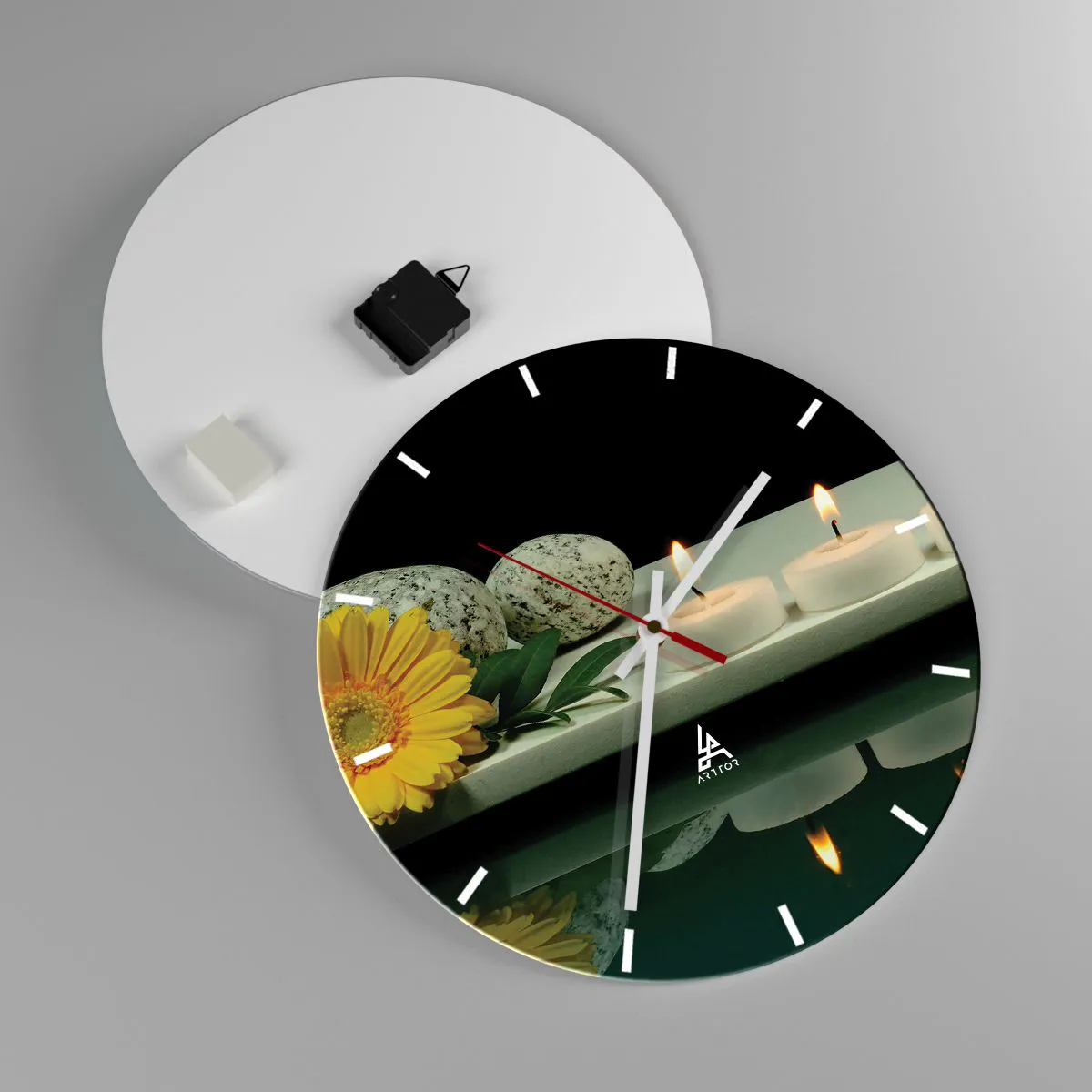 Ceas de perete - Ceas pe sticlă - Calmarea simțurilor - 40x40 cm