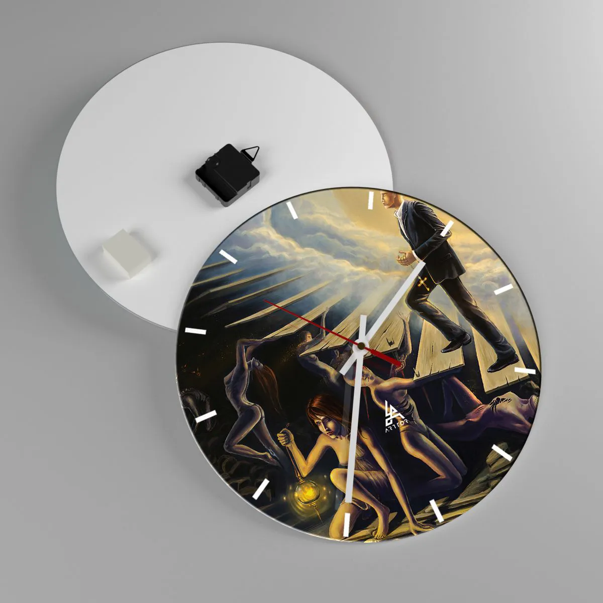 Horloge murale - Pendule murale - Voyage dantesque vers la lumière - 40x40 cm