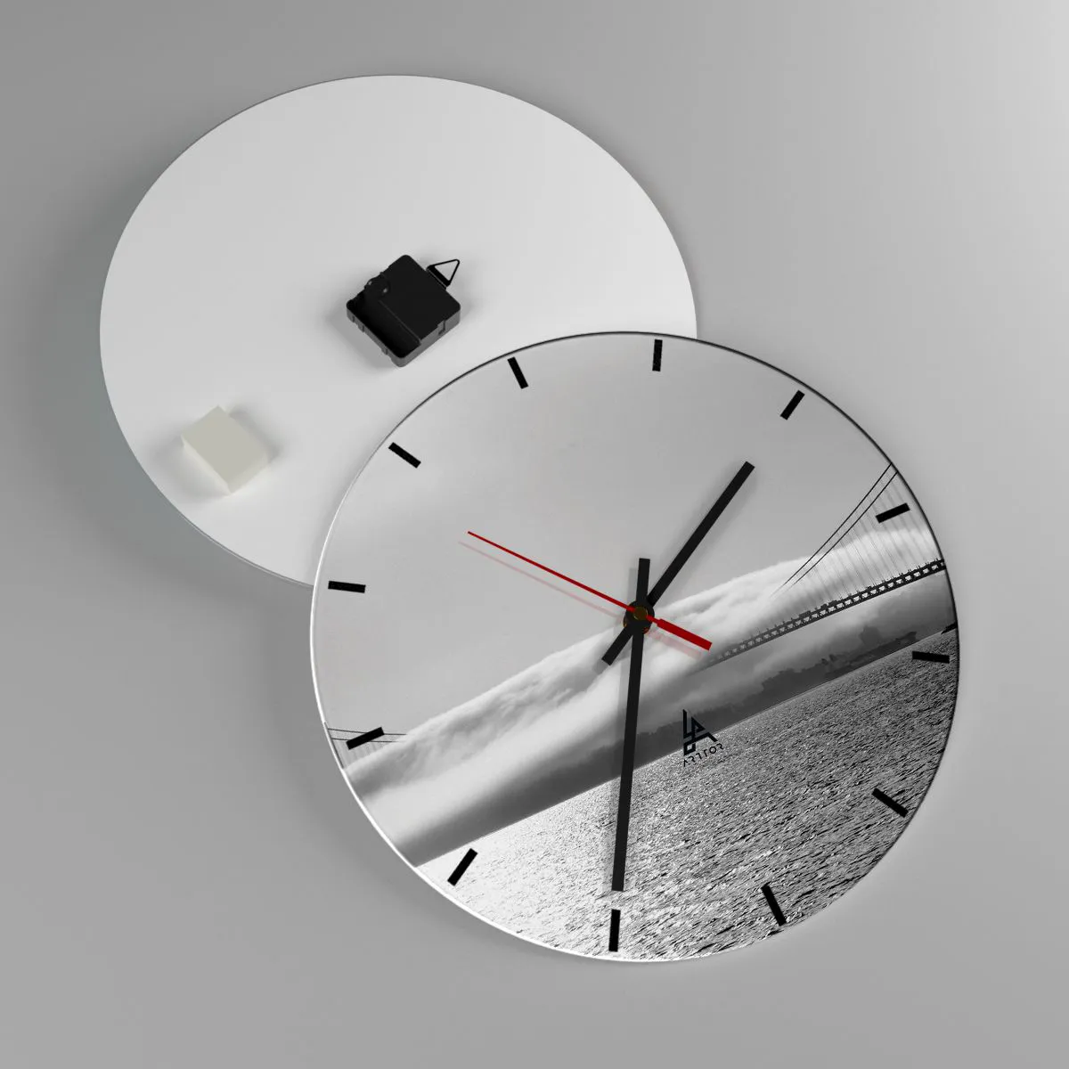 Wanduhr - Glasuhr - Segeln durch das Goldene Tor - 40x40 cm