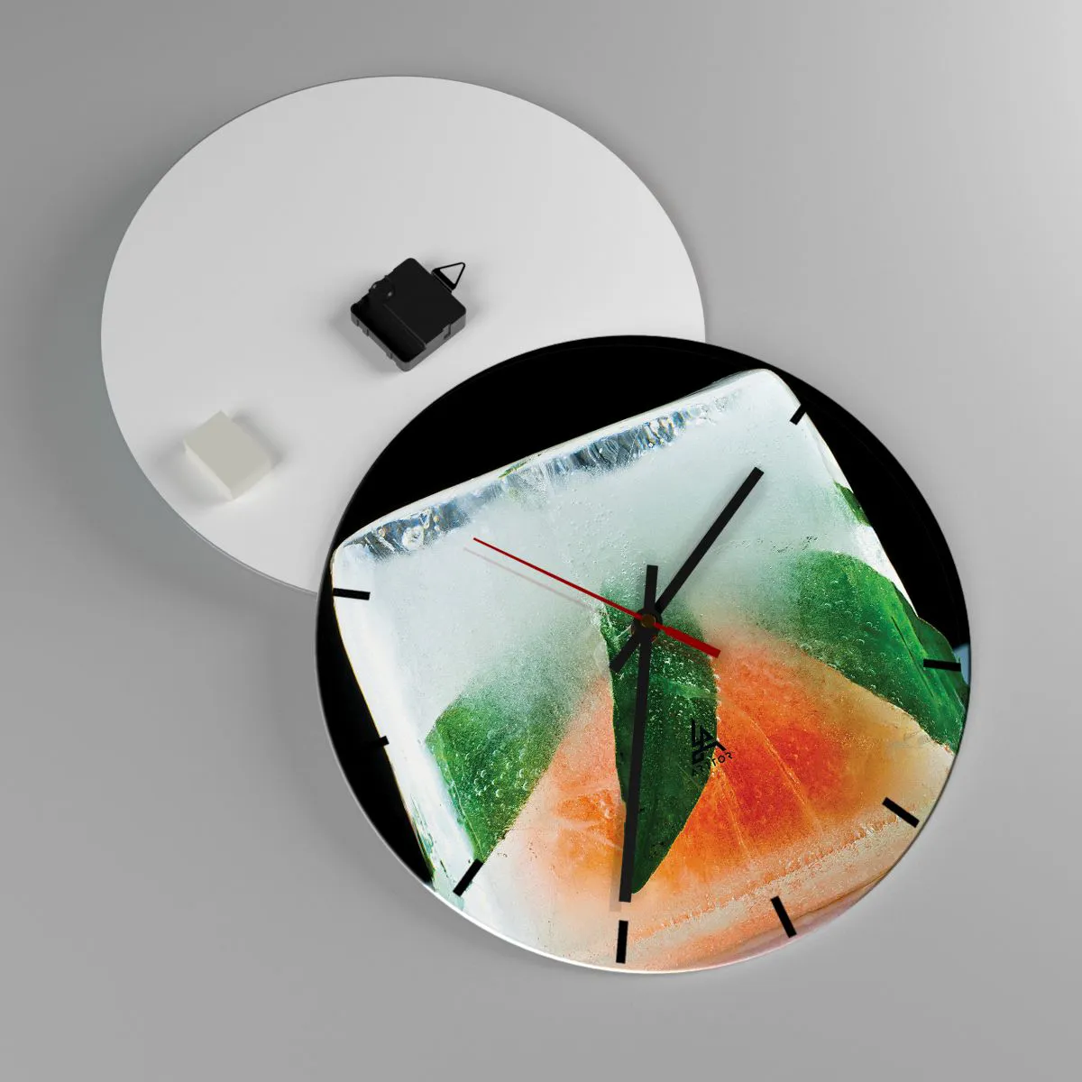 Wanduhr - Glasuhr - Frisch und kühl - 40x40 cm