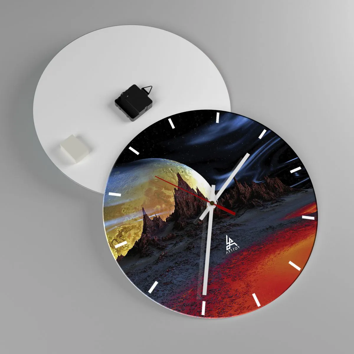 Relógio de parede - Relógio em vidro - Mundo desconhecido - 40x40 cm