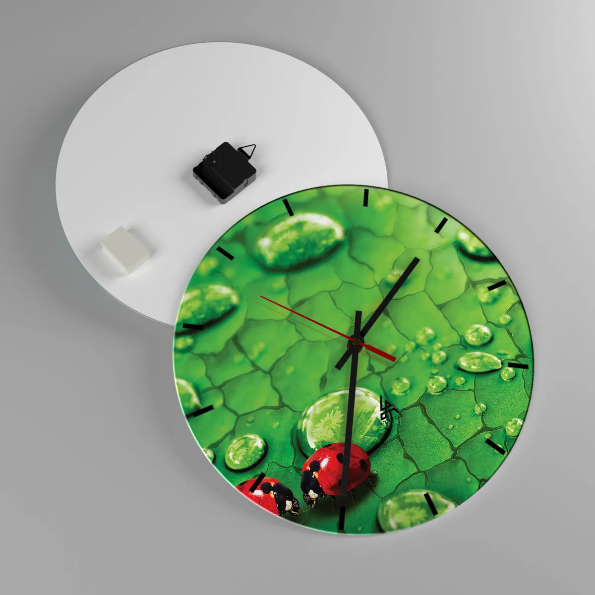 Relógio de parede - Relógio em vidro - Reunião em verde - 40x40 cm