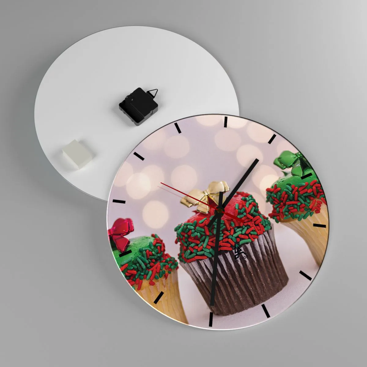 Wanduhr - Glasuhr - Süßigkeiten bis zu der Schleife - 40x40 cm