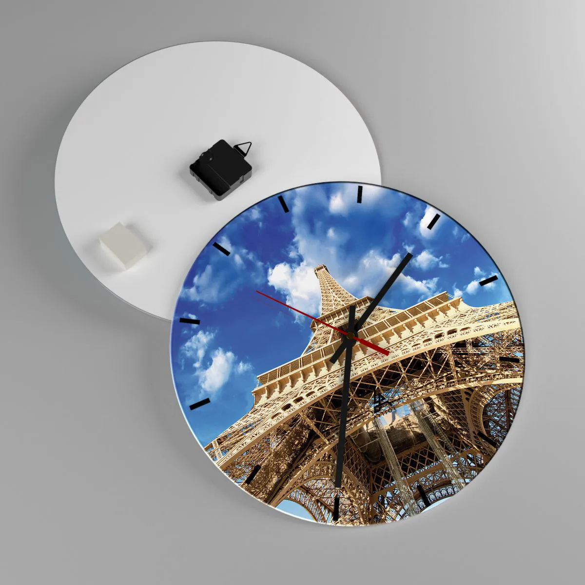 Väggklocka - Klocka på glas - Nå himlen och molnen - 40x40 cm