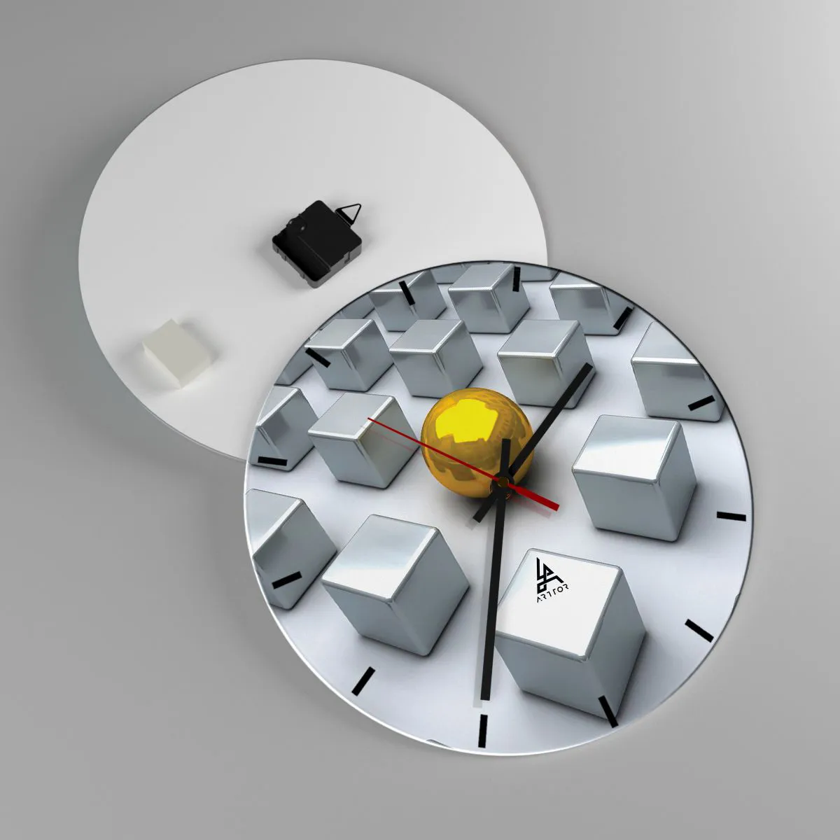 Väggklocka - Klocka på glas - Varför jag? Geometrisk komposition - 40x40 cm