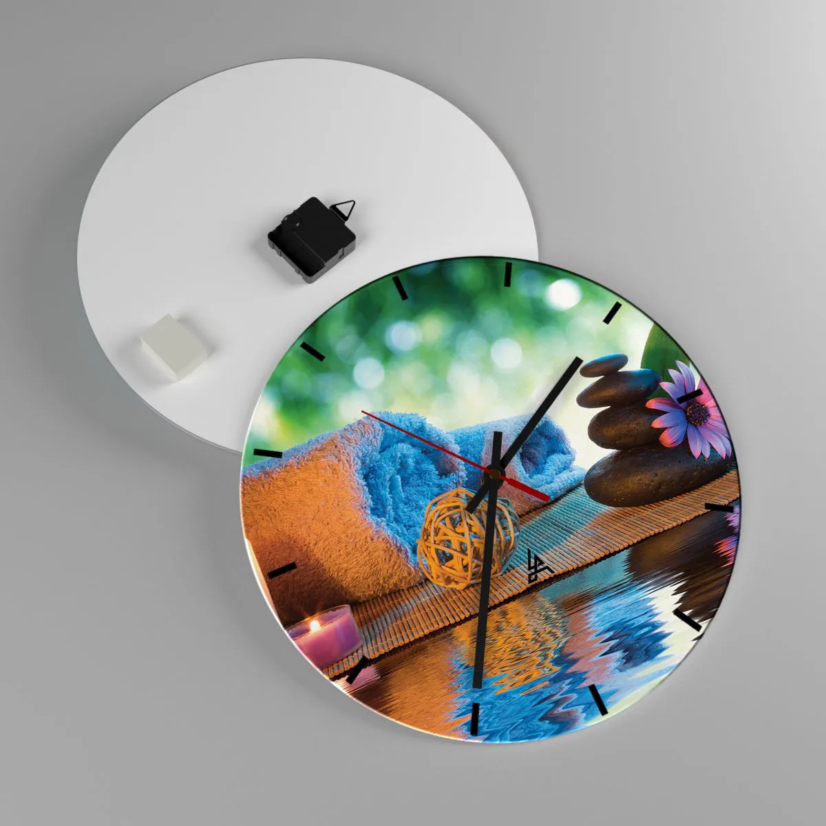 Relógio de parede - Relógio em vidro - Tempo para o corpo - 40x40 cm