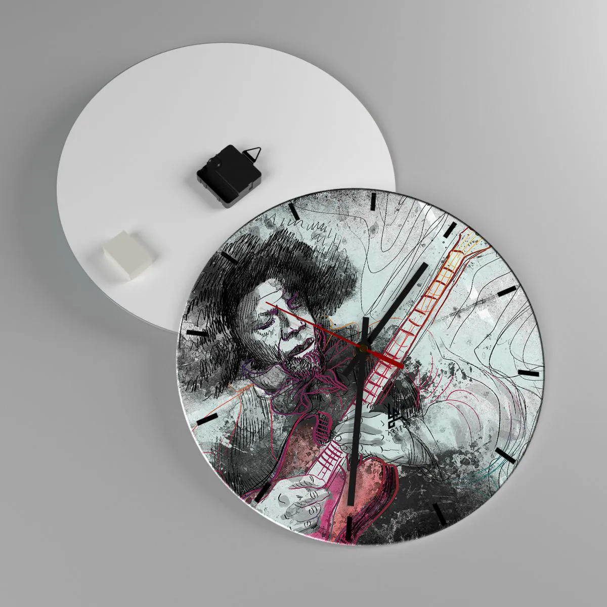 Ceas de perete - Ceas pe sticlă - Pe valurile muzicii - 40x40 cm