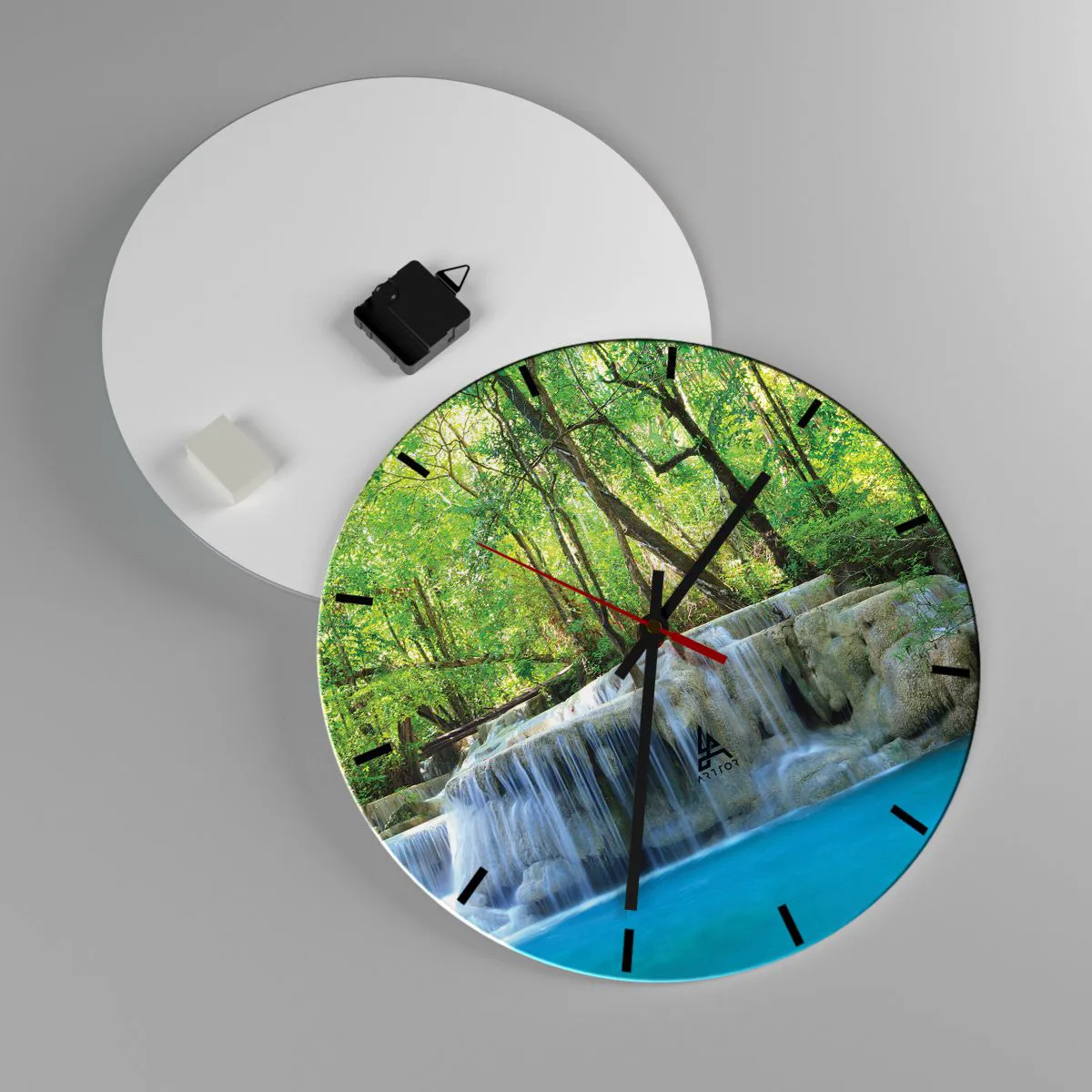 Wall clock - Clock on glass - Drowning in Turquoise and Green - 40x40 cm