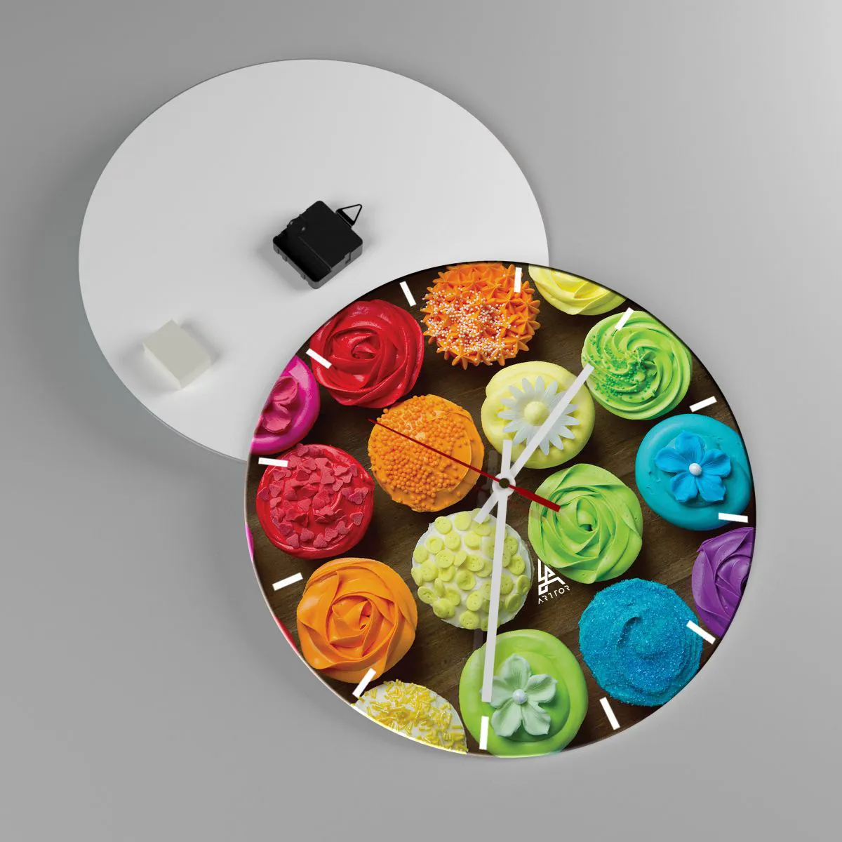 Ceas de perete - Ceas pe sticlă - Fiecare diferită - toate delicioase - 40x40 cm